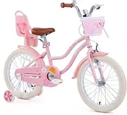 JMMD Girls Bike Ages 4-12 Years Old, Kids Bike for Toddlers with Basket & Training Wheels, 12 14 16 18 20 24 Inch Kids Bicycle with Handbrake & Kickstand