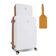 Pierre Cardin Medium Hard-Shell Suitcase & Mini Beauty Case Set w/ Tag White