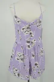 New Flynn Skye Alana Morning Bouquet Romper Womens Medium Button Front Lavender