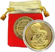 Novelty coin & Paper Money - Snake Coin | Collectible Coin with Storage Pouch | Metal Souvenir Coin | Art Collectibles for Collector | Decorative Accessories Attract Fortune and Good Luck