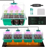 4-Pack Seed Starter Tray with Grow Light and Heat Mat, 48 Cells Seed Starter Kit