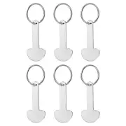 6Pcs Shopping Trolley Token Key Ring, 2 Inch Cart Remover, Silver Tone