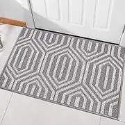 hicorfe Indoor Doormat,20"x31.5" Front Back Door Mat Rubber Backing Non Slip Door Mats,Low-Profile Absorbent Resist Dirt Entryway Doormat Inside Floor Mats for Entrance Washable(Grey)