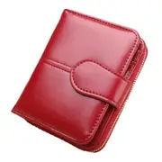 Hot Sale Wallet Short Wallet PU Women's Purse Zipper&Button Purse Red Small Wallet Coin Pocket