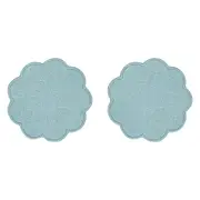 8pc Annabel Trends Scallop Edge Stonewashed Coaster Drink Mat Set 10cm Sage