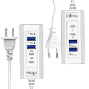 20W Power Strip Surge Protector W/ 2 Type C ports & 2 USB A ports Fast Charging