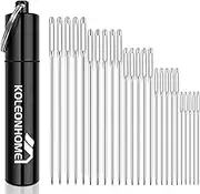 KOLEONHOME Large Eye Sewing Needles,60 Pieces,Embroidery Needles,5 Sizes,Needles for Sewing,Embroidery Needles for Hand Sewing,Big Eye Sewing Needles with Aluminum Storage Tube