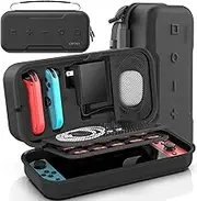 OIVO Switch OLED Carrying Case Compatible with Switch & Switch OLED, Portable Switch Travel Carry Case Fit for Joy-Con and AU Adapter, Hard Shell Protective Switch Pouch Case with 20 Games, Black