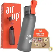 air up® water bottle (22oz) for school, sports, gym | includes 5 scent pods & straw | flavored bottle in grey – also for kids, boys, girls | no calories, sugar-free and suitable for carbonation