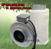 6" Inline Hydroponics Exhaust Fan Carbon Filter Fan Blower + Odor Control Filter