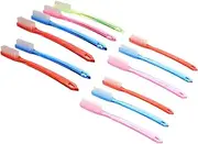 HIAKDOFT 12Pcs Hard Bristles Adult Toothbrush Teeth Stain Cleaner for Daily Use and Travel Random Colors Ergonomic Skid Design for Comfortable Cleaning