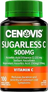 Cenovis Sugarless Vitamin C 500mg Chewable Tablets 100 - Reduces Severity & Duration of Common Cold Symptoms – Supports Healthy Immune System Function, Collagen Formation & Wound Healing