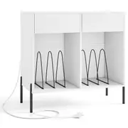 Giantex Record Player Stand Vinyl Record Storage Table w/Power Outlets Display Shelf White