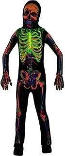 [Amscan] Children's Halloween Glow in The Dark Skeleton Fancy Dress Costume, Size