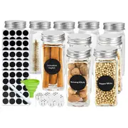 Clear Square Glass Jars Lid Spice Herb Seasoning Condiment Storage Container