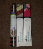 Cricut LOT of Infusible Ink Cabbage Rose & Campin' Out, StrongBond Lumberjack