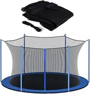 Trampoline Safety Net Replacement, 6 Poles Round Trampoline Enclosure Surround Netting, with Dual-Headed Zippers and Protection Buckles, Net Only