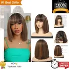 Easy Wear 12-Inch Bob Wig with Bangs - Brazilian Human Hair Glueless Style