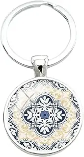 [PhunkZ] Portugues Graphic key chain Geometric Portugal keychain Vintage Classic Bag Car Key Jewelry, Silver, 33W