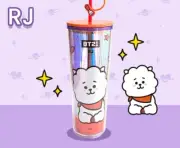 BT21 Collection Plastic Cup Straw Cup Cover Large Capacity Coffee Cup 800ml SP D