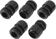 X AUTOHAUX 21mm / PG13.5 Cable Glands 18.5mm / 0.73" Waterproof Bellows Straight Connector PA6 Nylon Black 5 Pcs