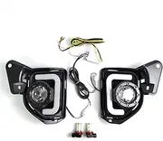 SILILAN 2Pcs Light 12V ABS Car Fog Lamp DRL Daytime Running Light Fit for to-yota Hiace 2014 2015 2016 2017 2018 with Turn Signal