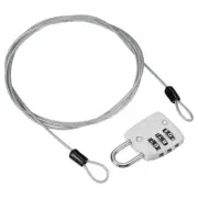 3 Digit Combination Lock 4.9' Security Cable Padlock Steel Lock, Silver