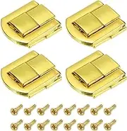 uxcell 4Pcs Toggle Catch Lock, 0.98" x 0.79" (LxW) Zinc Alloy Hasp Lock Latch Clasp for Jewelry Box Wooden Case, Gold