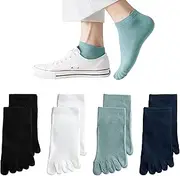[JIEYUMAO] Five Finger Socks, 4 Pairs Toe Socks for Men Women, 4 Colors Lightweight Athletic Running Socks, Breathable Five Finger Crew Socks Compression Toe Socks for Yoga Running Hiking