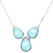 New Pear Natural Larimar .925 Sterling Silver Necklace Pendant
