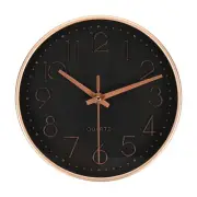 8" Wall Clock Battery Operated Silent Non-Ticking Round Clock Black Gold