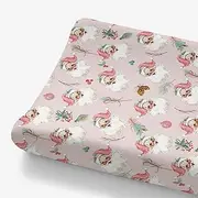 HawSkgFub Retro Pink Christmas Santa Claus Changing Pad Cover for Baby Girl, Vintage Xmas Winter Holiday Diaper Change Table Sheet, Soft Stretchy Breathable Safe Snug Fitted Changing Mat Fit 32/34x16