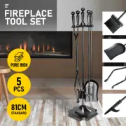 Fireplace Tool Set Cast Iron Fire Place Tools Poker Brush Shovel Stand Tongs