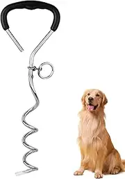 Dog Tie Out Stake - Swivel Dog Lead Ground Stake for Outside | Non-Slip Ergonomic Tent Accessories, Twist-Proof Pet Supplies for Outdoor Sand Yard Playpen Fence