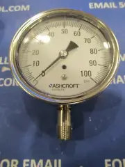 Ashcroft 1009 Pressure Gauge, 0-100, 1/4"npt, 3.5"F, LM, SS, 35-1009-SW-02L-100#