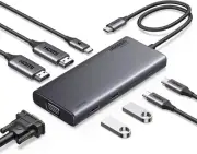 8 in 1 USB C 4K Docking Station Dual Monitor,Triple Display USB C Hub with 2 HDM