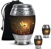 Dragon Fly Cremation Keepsake Urns for Human Adult Ashes, Memorial Gift for Men & Women, Dragon Fly Man Theme Urn for Ash, Combo, Brown (10 Inch & 3 Inch Mini Set of 2)
