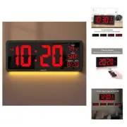 16” Large Digital Wall Clock with Remote Control - Adjustable Dimmer, 7 Color...