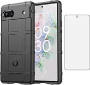 [Asuwish] Phone Case for Google Pixel 6A 5G 2022 with Tempered Glass Screen Protector Cover and Slim Thin Hard Mobile Film Rugged TPU Protection Cell Accessories Protective Pixel6A A6 Women Men Black
