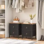 Nightstand Set Of 2, 2 Drawer Dresser Furniture Bedside Side Table End Brown