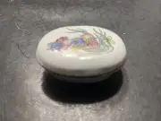 MANDARIN DUCK OVAL ENAMEL & BRASS 2pc TRINKET BOX 2.5" Asian Mark