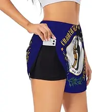 [GaxfjRu] Kentucky State Flag Print Women's Running Shorts High Waisted Running Shorts Pocket Sporty Gym Elastic Short