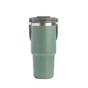 Catzon Portable Car Tumbler Cup with Lid and Straw Vacuum Insulated Water Bottle-Green