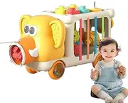 Kids Elephant Car Toy,Colorful Early Learning Pull Toys | Funny Child Travel Games, Preschool Educational Activity for Boys, Girls