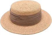 [DJH] Womens Sun Hat, Floppy UV Protection Wide Brim Sun Caps Round Flat Top Straw Beach Hat Summer Hats for Women Straw Beach Sunhat Summer Holiday Accessroies Packable,Gray
