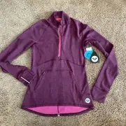 NWT-ROXY Size Small 1/4 Zip Fitted Athletic/Workout Jacket Burgundy/Wine
