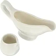 Cabilock Kitchen Sauce Containers 2-Piece Ceramic Sauce Cup Spoon Set Gravy Boat Seasoning Holder Stylish for Home Restaurant Catering