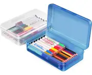 2 Pack Pencil Box, Plastic Pencil Case for Kids , Transparency Pencil Holder Organizer for School Supply, Crayon Box Storage
