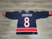 AUTHENTIC VINTAGE GEOFF SANDERSON JERSEY BLUE JACKETS JERSEY MEDIUM CCM KOHO