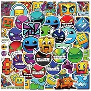 SCPTOD 50pcs Geometry Dash Game Stickers for Water Bottles, Fun Game Waterproof Vinyl Decals for Kids Teens Laptop Computer Keyboard Skateboard Bike Car Motorcycle Travel Case
